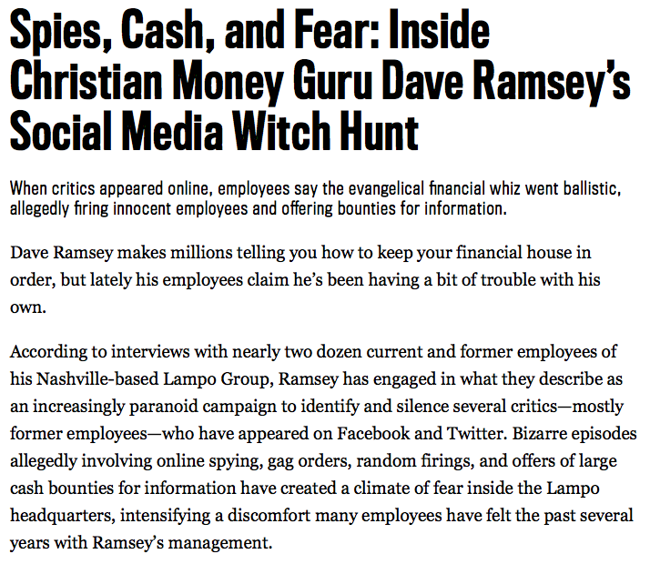 Dave Ramsey Paranoid - The Daily Beast Story